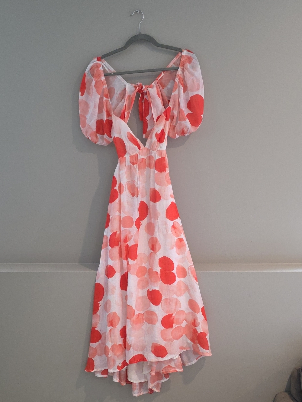 Petal & Pup Coral and White High-Low Midi Dress